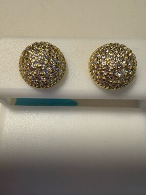 Gold over sterling silver Stud Pave’ Moissanite  screw back Earrings